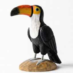 Handmade Wooden Toucan Statue, Tropical Bird Figurine, Colorful Jungle Decor, Watcher Gift, Tiki Bar Accent - thumbnail 2