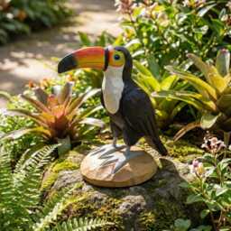Handmade Wooden Toucan Statue, Tropical Bird Figurine, Colorful Jungle Decor, Watcher Gift, Tiki Bar Accent - thumbnail 4