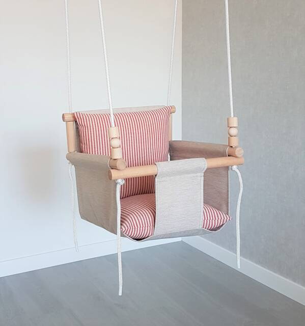 Linen Baby Swing With Pillows, Indoor/Outdoor Toddler - image 1