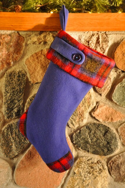 Christmas Stocking, Wool Upcycled Recycled Farm House Decor - image 1