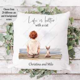 Personalised Pet Cushion, Cat Gift From Cat, Keepsake Lover Gift, Dad Mum Owner - thumbnail 3