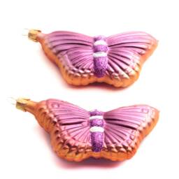 2 Blown Glass Butterfly Christmas Ornaments Handmade in Czech - thumbnail 2