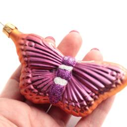 2 Blown Glass Butterfly Christmas Ornaments Handmade in Czech - thumbnail 3