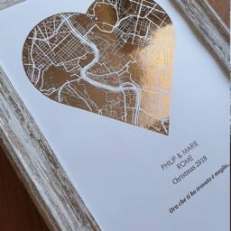 Mother's Day A4 Custom Metallic Foil Heart Shaped Map Print, Any Location Personalised Copper, Silver, Gold Or Rose Print - thumbnail 3