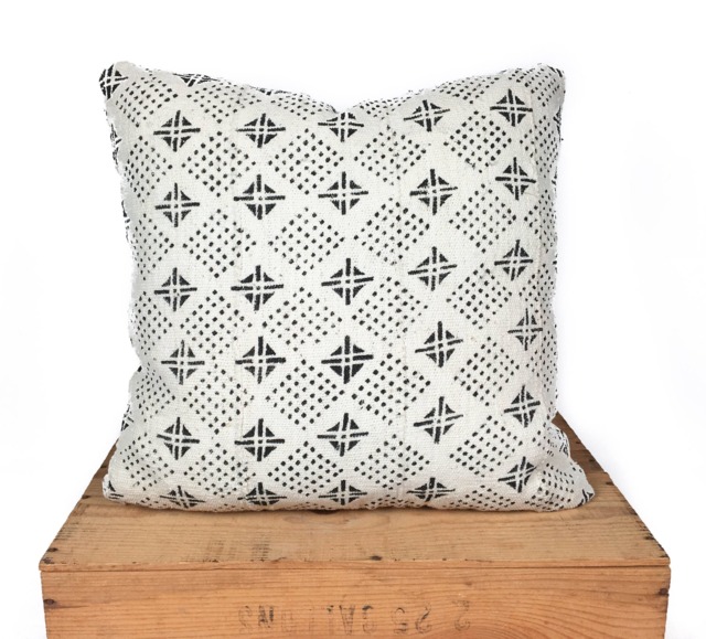 White Mudcloth Pillow Cover, African Decor 20x20 - image 1