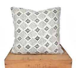 White Mudcloth Pillow Cover, African Decor 20x20 - thumbnail 1