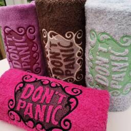 Luxurious Embroidered Don't Panic Hand Bath Towel Day 25Th May Birthday Christmas Gift Custom Made - thumbnail 2