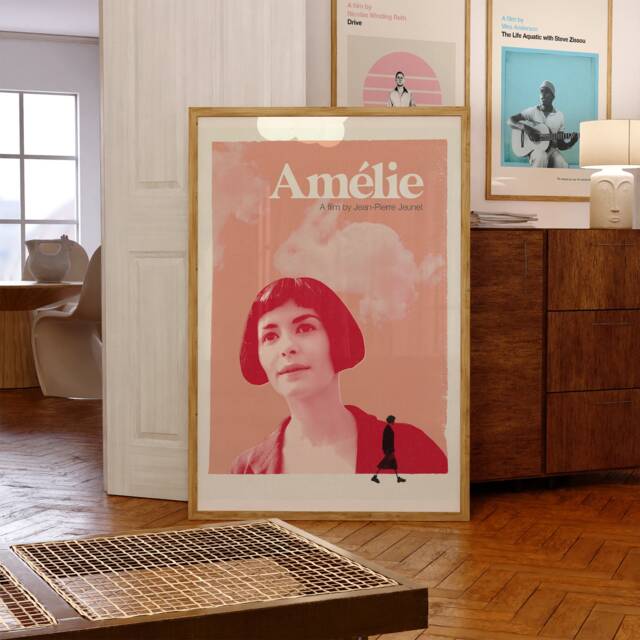 Amelie Inspired Print - Movie Poster, Retro, Mid Century Modern, Vintage Art Print, Minimalist - image 1