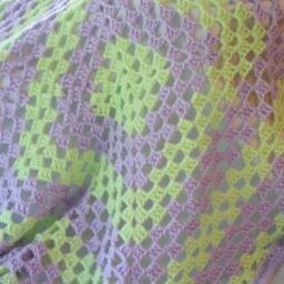 Crochet Baby Afghan, Purple Blanket, Crib Green Granny Square Afghan Blanket Bla - thumbnail 2