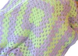 Crochet Baby Afghan, Purple Blanket, Crib Green Granny Square Afghan Blanket Bla - thumbnail 1