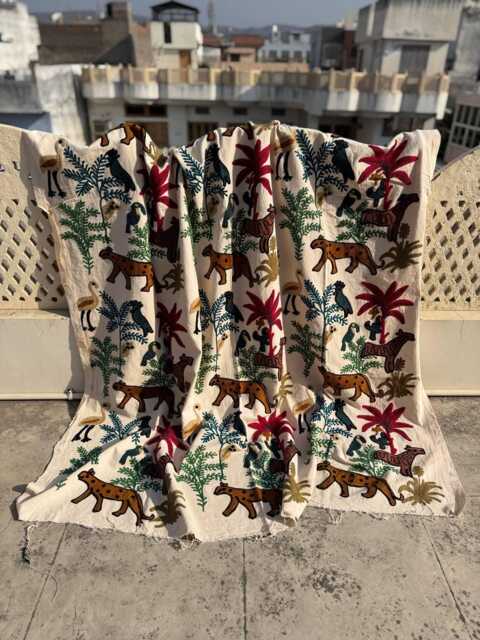 Handcrafted Cotton Suzani Quilt, Intricately Hand-Embroidered Floral Design, Reversible Decorative Bedding Throw - image 1