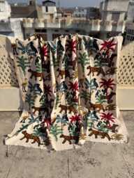 Handcrafted Cotton Suzani Quilt, Intricately Hand-Embroidered Floral Design, Reversible Decorative Bedding Throw - thumbnail 1