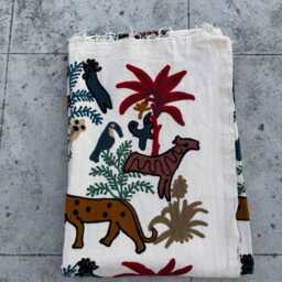 Handcrafted Cotton Suzani Quilt, Intricately Hand-Embroidered Floral Design, Reversible Decorative Bedding Throw - thumbnail 4