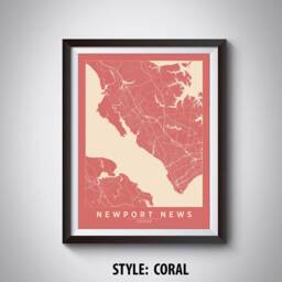 Newport News Va Map Art Print Vintage Style Travel Poster - thumbnail 3