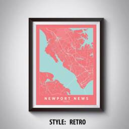 Newport News Va Map Art Print Vintage Style Travel Poster - thumbnail 4