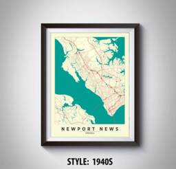 Newport News Va Map Art Print Vintage Style Travel Poster - thumbnail 1