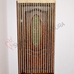 Ivory Wood Bead Door Curtain Handmade Living Room Decor