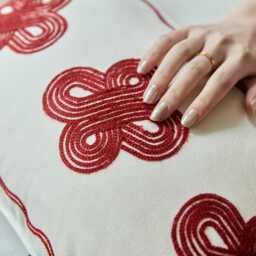 Embroidered Lumbar Pillow Cover, Handmade Cushion Cover, Pillowcase For Sofa Or Bed, Holiday Decor - thumbnail 3