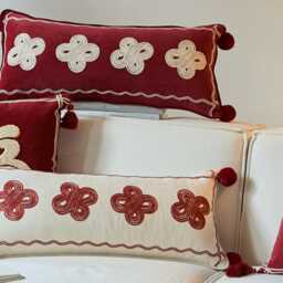 Embroidered Lumbar Pillow Cover, Handmade Cushion Cover, Pillowcase For Sofa Or Bed, Holiday Decor