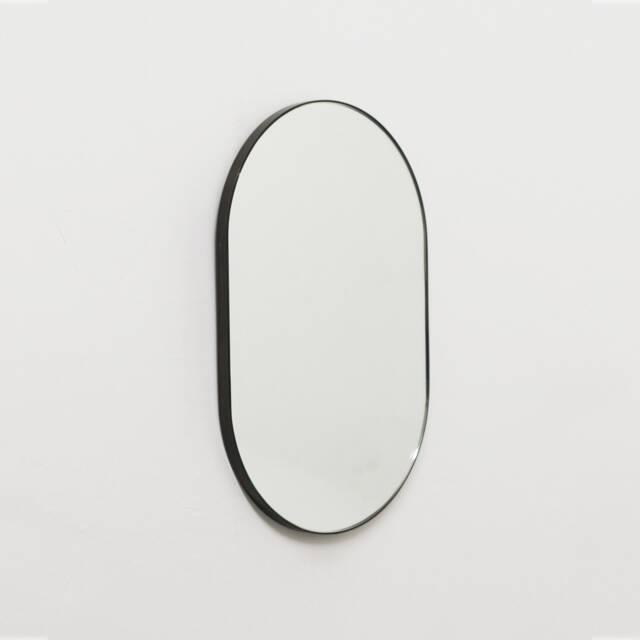 Capsula??? Capsule Shaped Minimalist Mirror With Bronze Patina Frame - image 1