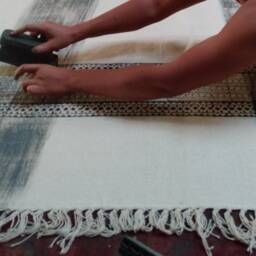 Hand Block Printed Cotton Runner Rug, Red Bohemian Hallway Rug - thumbnail 4