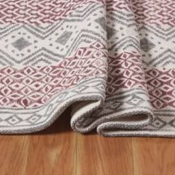 Hand Block Printed Cotton Runner Rug, Red Bohemian Hallway Rug - thumbnail 2
