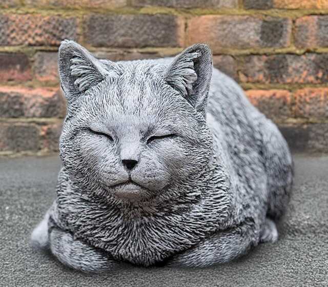 Sleeping Cat Statue Concrete Kitty Figurine Memorial Kitten Sculpture Cement Pet Decor Garden Ornament Cat Lover Gift Handmade - image 1