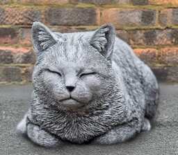 Sleeping Cat Statue Concrete Kitty Figurine Memorial Kitten Sculpture Cement Pet Decor Garden Ornament Cat Lover Gift Handmade - thumbnail 1