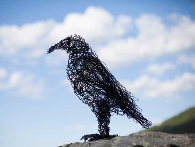 Crow Figurine, Sculpture, Wire Animal, Big Bird Lover Gift, Animal Collectible - image 1