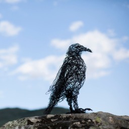 Crow Figurine, Sculpture, Wire Animal, Big Bird Lover Gift, Animal Collectible - thumbnail 3