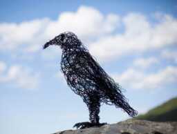 Crow Figurine, Sculpture, Wire Animal, Big Bird Lover Gift, Animal Collectible - thumbnail 1