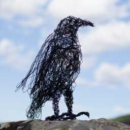 Crow Figurine, Sculpture, Wire Animal, Big Bird Lover Gift, Animal Collectible - thumbnail 2