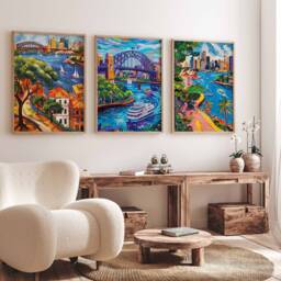 Set Of 3 Sydney Poster Set, Australian Travel Prints, Australia Art, Decor, Oceania Wall Art - thumbnail 3