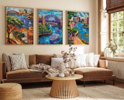 Set Of 3 Sydney Poster Set, Australian Travel Prints, Australia Art, Decor, Oceania Wall Art
