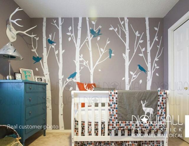 Original Design Winter Urban Forest Tree Wall Decal Sticker Nursery Home Decor - image 1