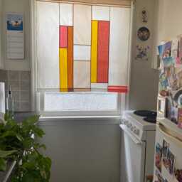 Golden Hour Stained Glass-Inspired Pojagi Window Shade - Custom Sizing - thumbnail 2