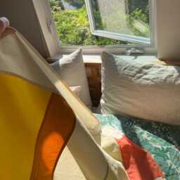 Golden Hour Stained Glass-Inspired Pojagi Window Shade - Custom Sizing - thumbnail 4
