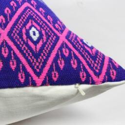 Purple Pillow Cover Jacquard Cotton Euro Sham, Custom Cushion - thumbnail 2