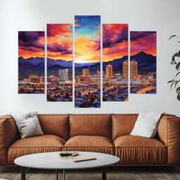 Reno Nevada At Night, Abstract Canvas Print, Skyline, Wall Art, Poster, On Sunset Art - thumbnail 3