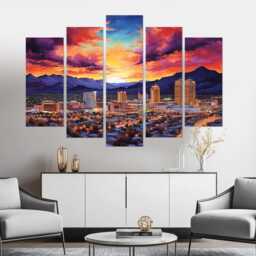 Reno Nevada At Night, Abstract Canvas Print, Skyline, Wall Art, Poster, On Sunset Art - thumbnail 4