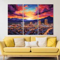Reno Nevada At Night, Abstract Canvas Print, Skyline, Wall Art, Poster, On Sunset Art - thumbnail 2