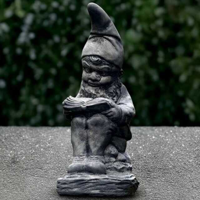 Stone Gnome Reading Book Statue Concrete Troll Sculpture Cement Pixie Figurine Garden & Home Ornament Decoration Lover Gift - image 1