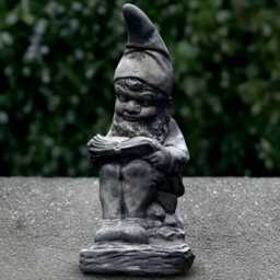 Stone Gnome Reading Book Statue Concrete Troll Sculpture Cement Pixie Figurine Garden & Home Ornament Decoration Lover Gift - thumbnail 1