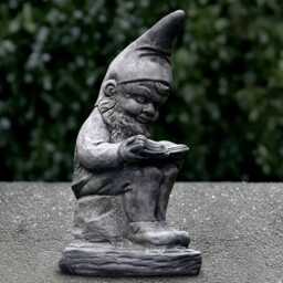 Stone Gnome Reading Book Statue Concrete Troll Sculpture Cement Pixie Figurine Garden & Home Ornament Decoration Lover Gift - thumbnail 3
