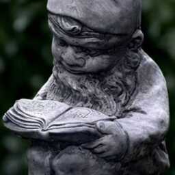 Stone Gnome Reading Book Statue Concrete Troll Sculpture Cement Pixie Figurine Garden & Home Ornament Decoration Lover Gift - thumbnail 2