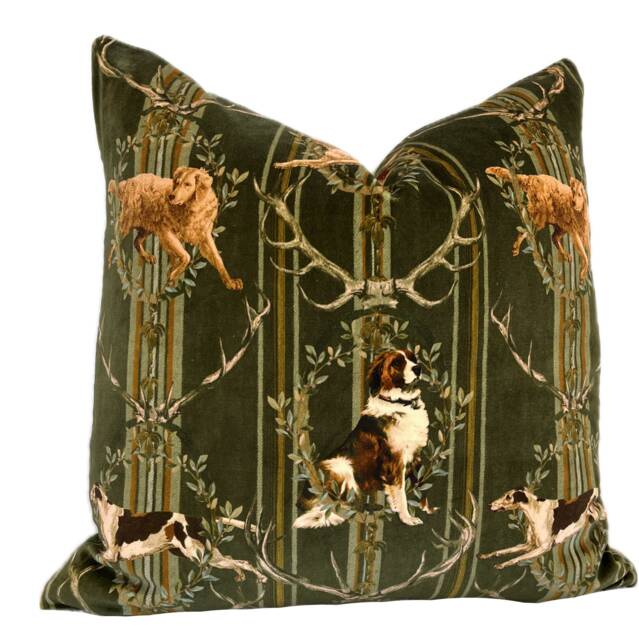 Mind The Gap Mountain Dogs Green Velvet Cushion Cover Pillow - image 1