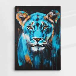 Lioness Oil Painting Canvas Wall Art, African Safari Animal Framed Poster Print, Majestic Big Cat Home Decor Wildlife Gifts - thumbnail 3