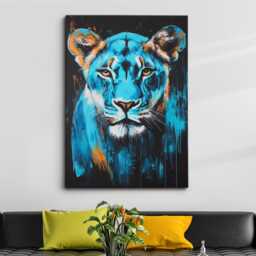 Lioness Oil Painting Canvas Wall Art, African Safari Animal Framed Poster Print, Majestic Big Cat Home Decor Wildlife Gifts - thumbnail 1
