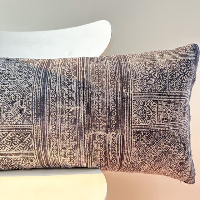 Indigo Dot Block Print Mudcloth Hmong Pillow Case - image 1