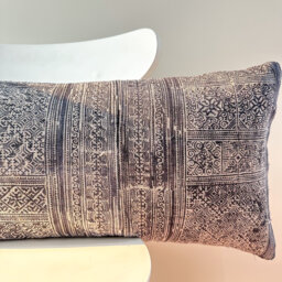 Indigo Dot Block Print Mudcloth Hmong Pillow Case - thumbnail 1
